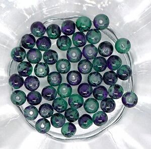 50pcs Beads for Jewelry Purple & Green Tie Dye Bead #21618